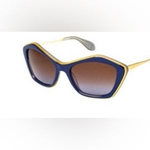 Miu Miu Blue/ Gold geometric Sunglasses SMU02O KAU 0A4
